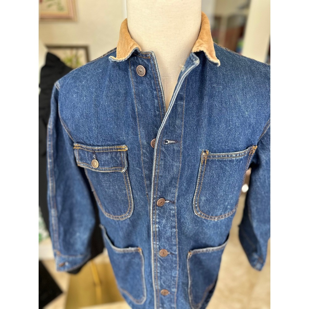 Vintage Ralph Lauren Denim Chore Jacket Corduroy Collar Mens‎ Size M Western - Picture 12 of 13